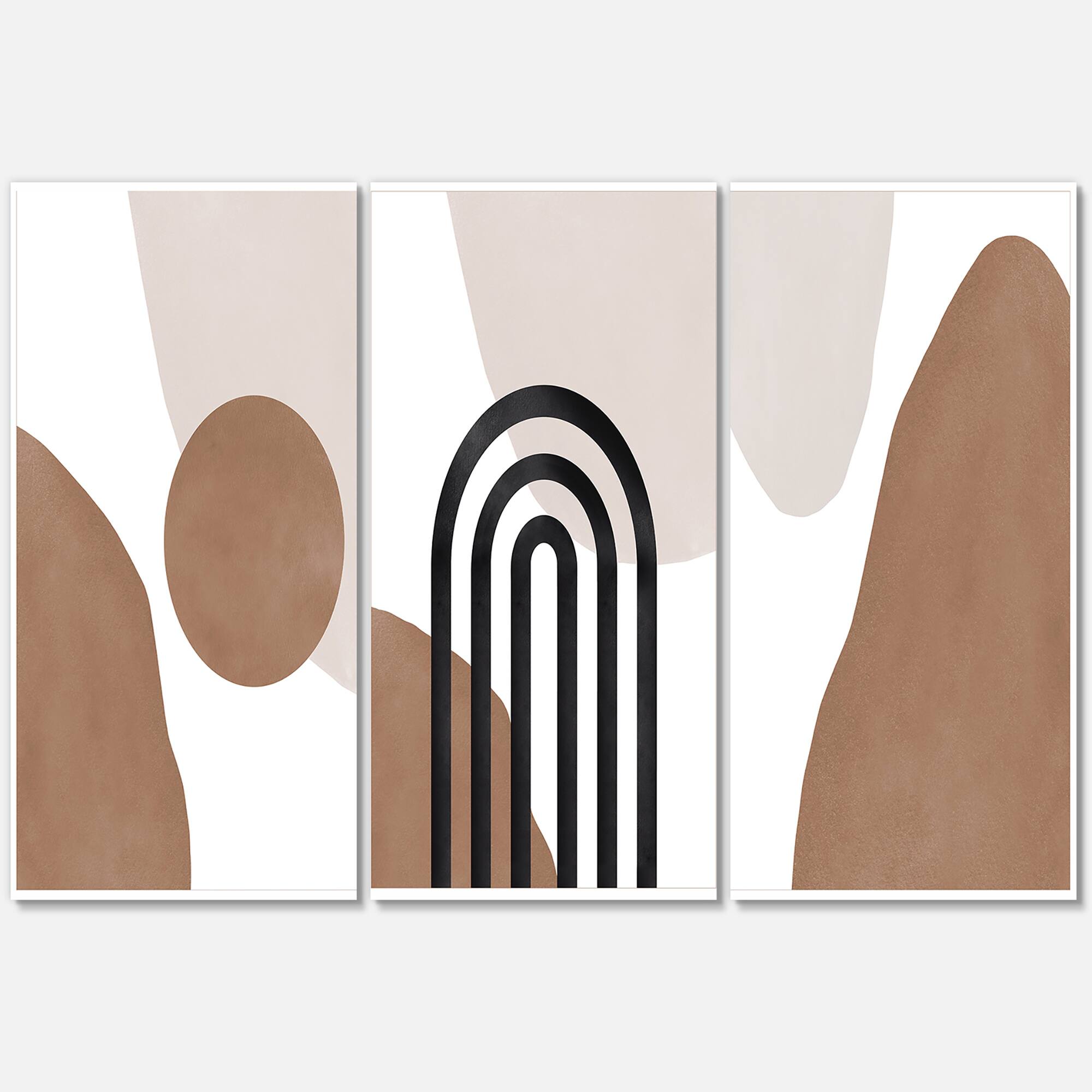 Designart - Abstract Shapes in Terracotta and Ivory Shapes II